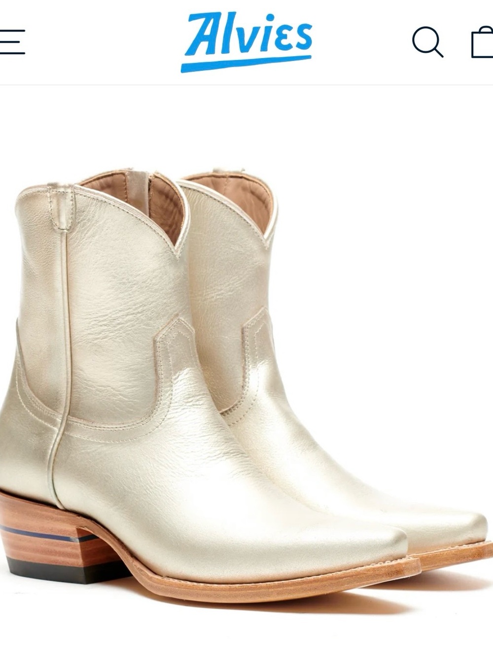 Trinity Metallic Cream Western Ankle Boots